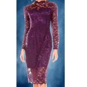 Stanzino Lace Dress Womens Medium Purple Floral NWT Long Sleeve